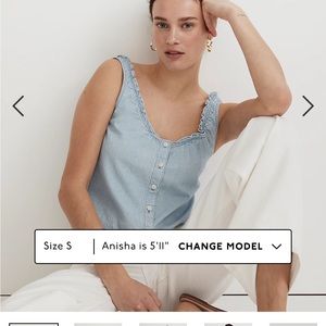 NWT Madewell denim ruffle crop top